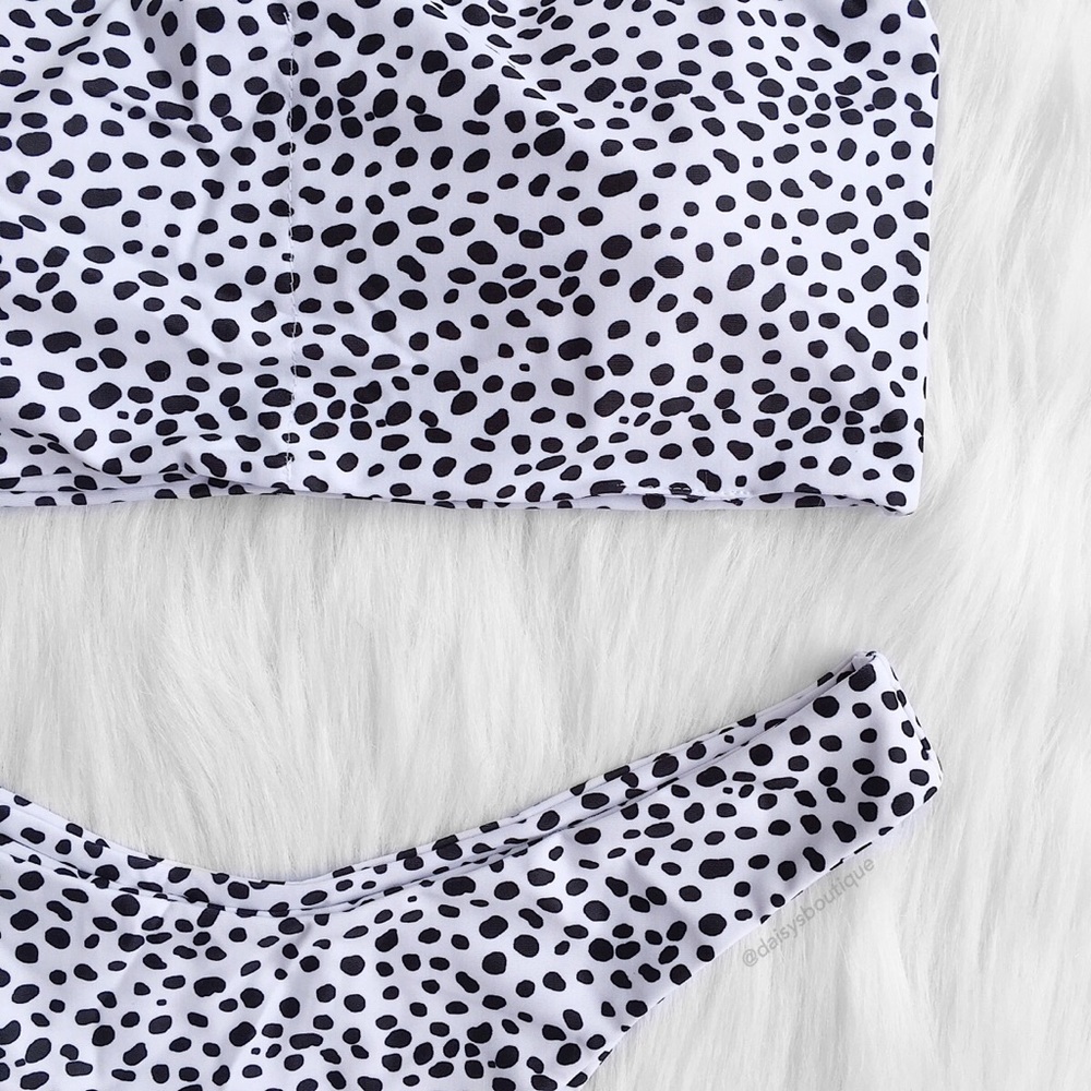 White black speckled bandeau bikini - Picture 2 of 5